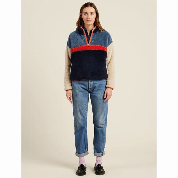 Trovata Birds of Paradis Casey Bluestone Sherpa Pullover Fleece Sweatshirt - Picture 2 of 8